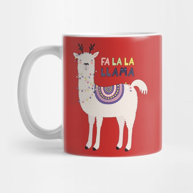 Fa La La La Llama Cute Funny Christmas Design by PsychoDynamics